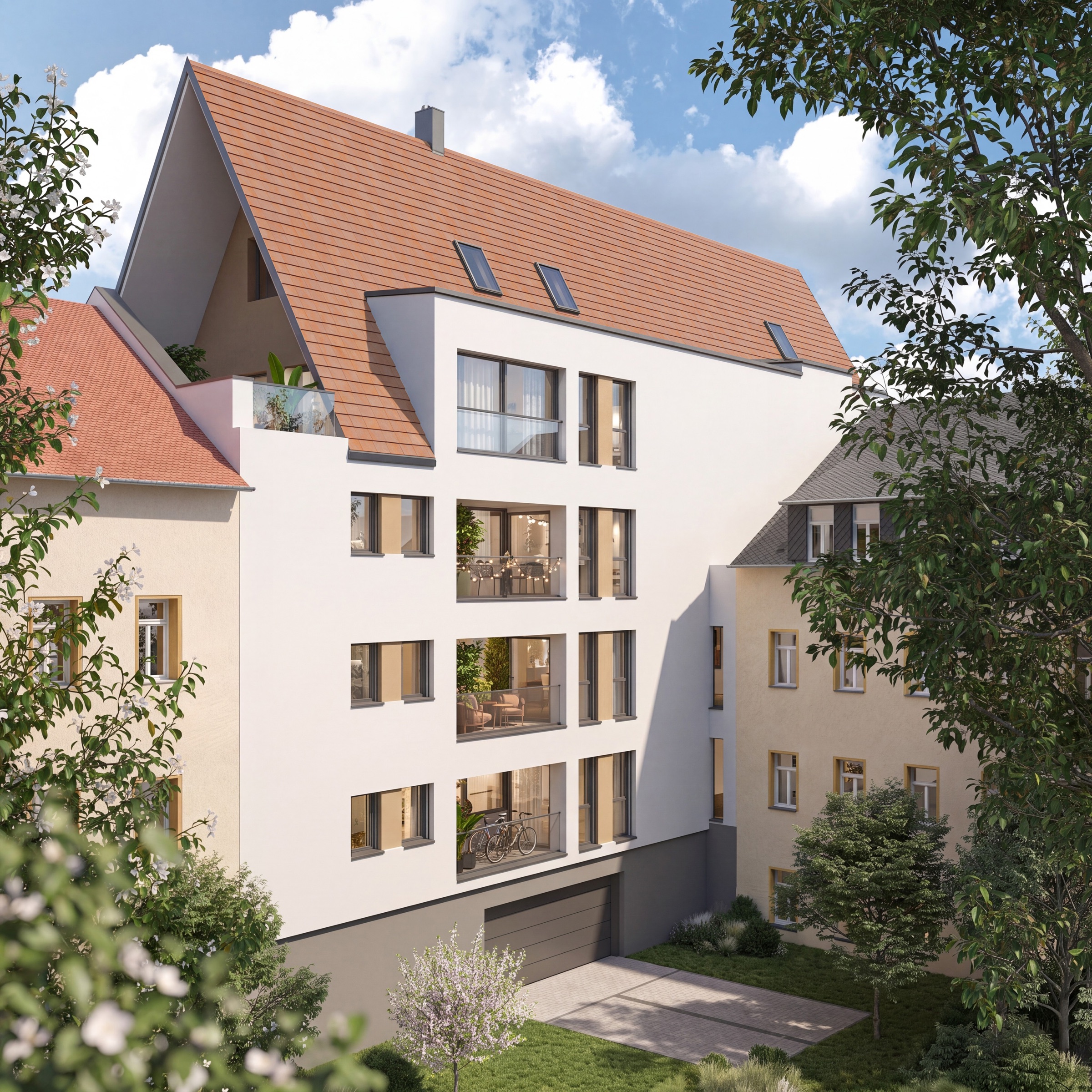 K16 Stadthaus: Gartenseite bei Tageslicht