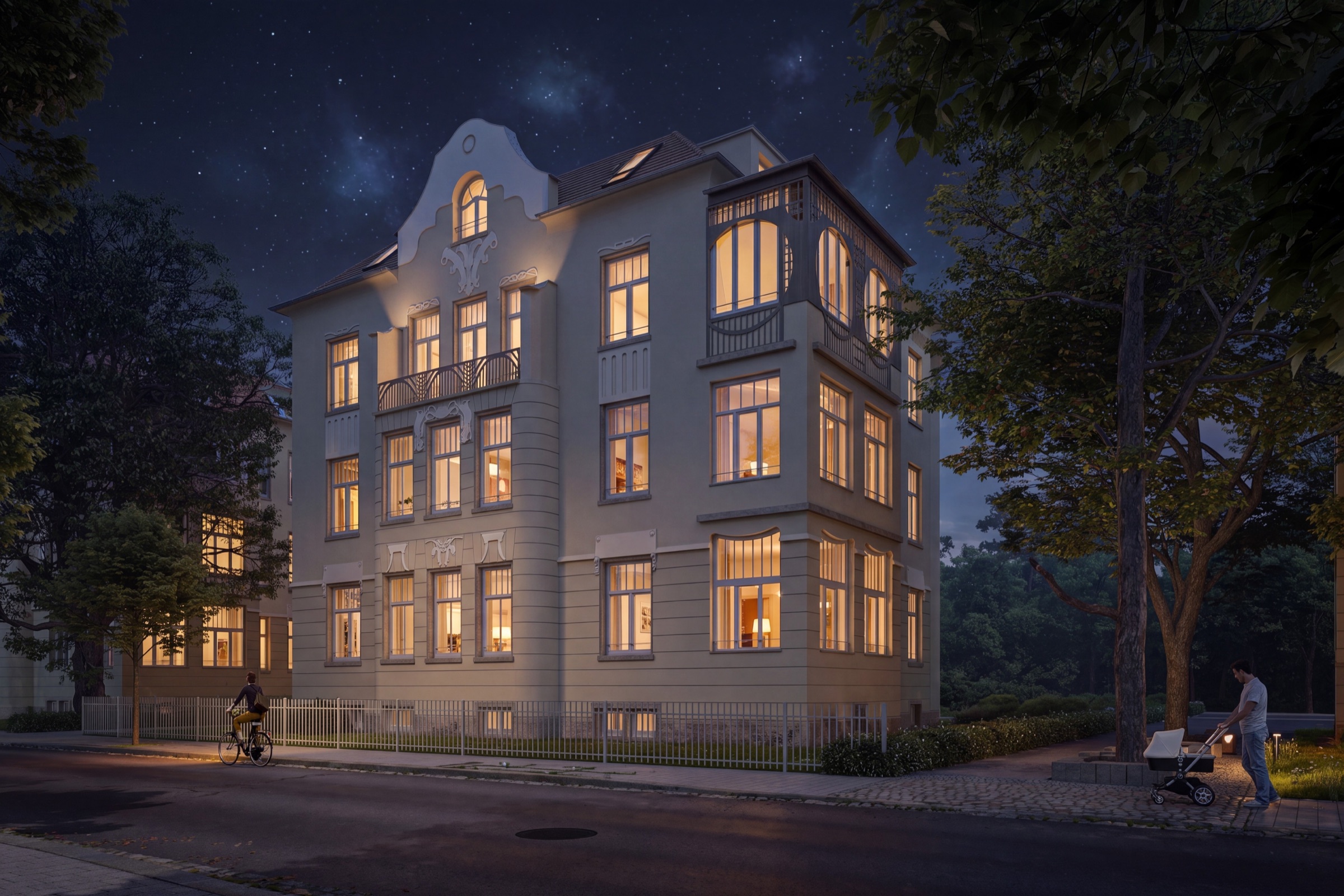 Villa Arndt: Die Villa bei Nacht