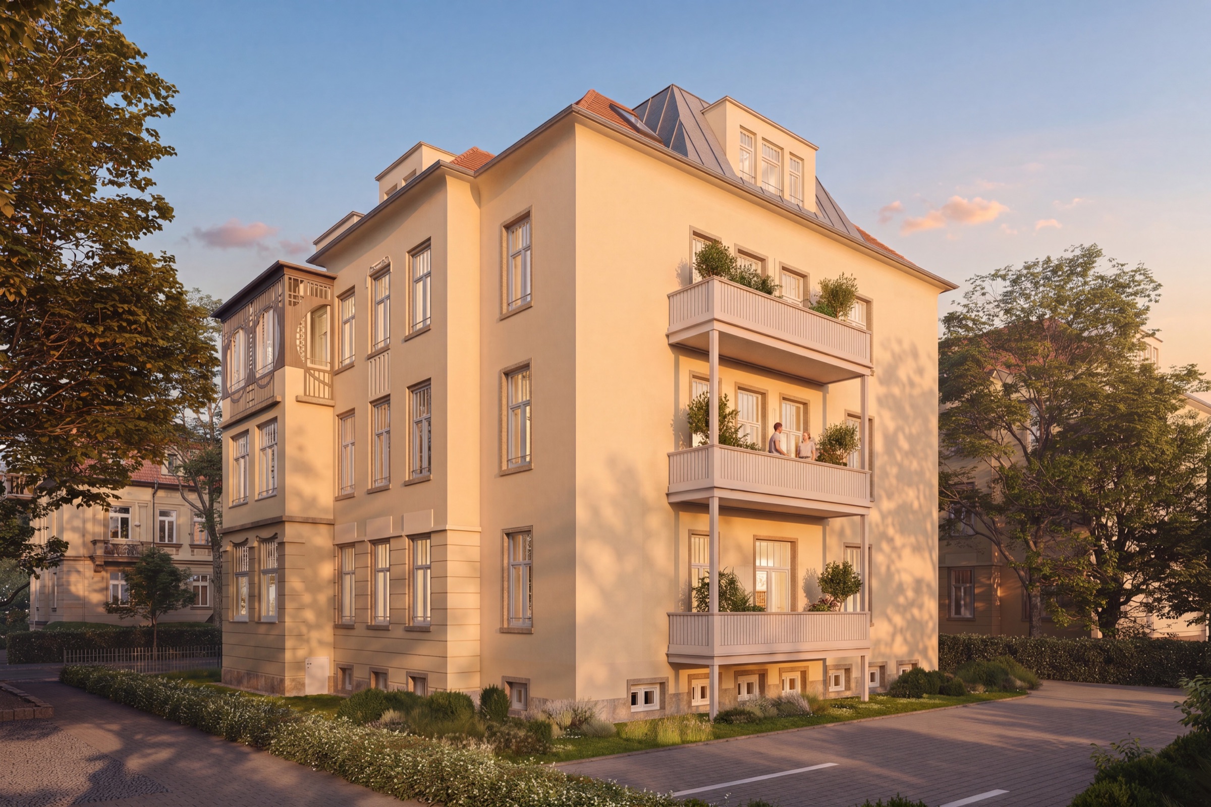 Villa Arndt: Die Gartenseite der Villa